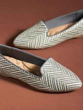 NEW Birdies The Blackbird Raffia Glacier Herringbone Flat